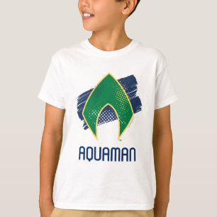 Justizielle Liga Brush & Halftone Aquaman Symbol T-Shirt