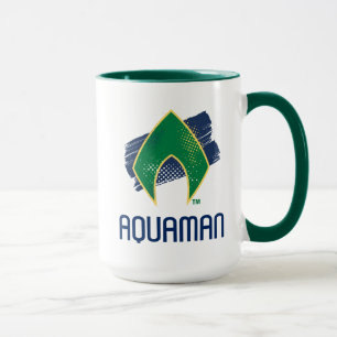 Justizielle Liga   Brush & Halftone Aquaman Symbol Tasse