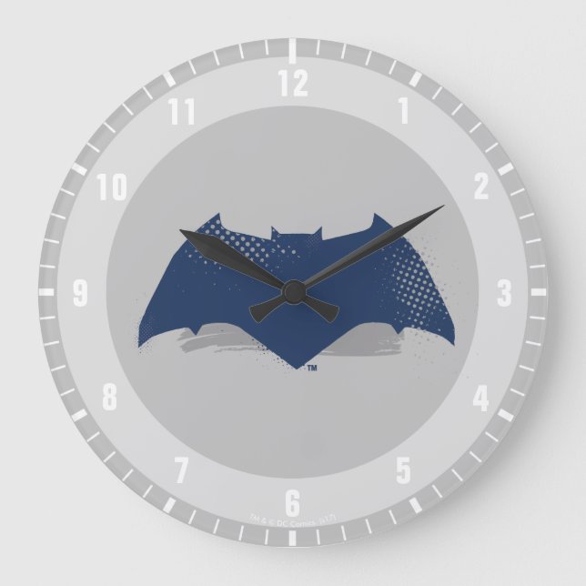 Justizielle Liga | Brush & Halftone Batman Symbol Große Wanduhr (Vorderseite)
