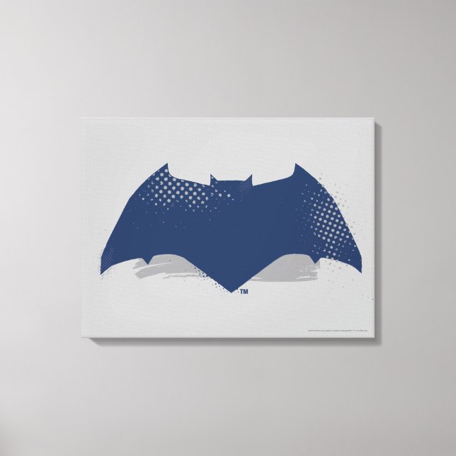 Justizielle Liga | Brush & Halftone Batman Symbol Leinwanddruck (Vorderseite)