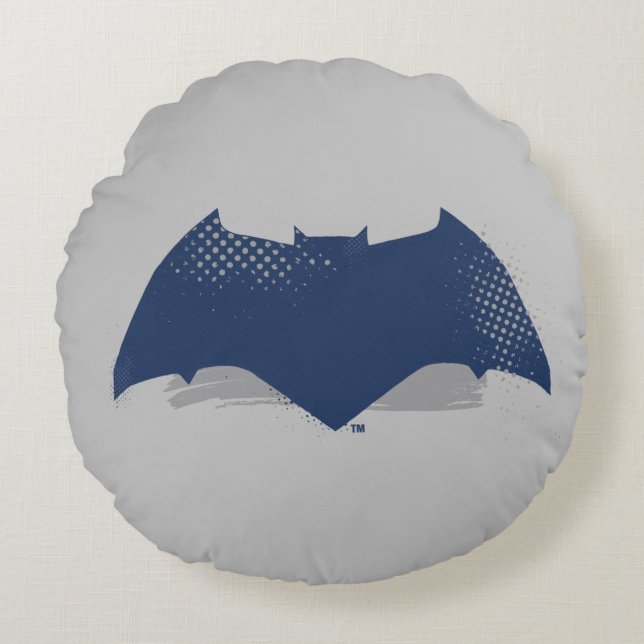 Justizielle Liga | Brush & Halftone Batman Symbol Rundes Kissen (Vorderseite)