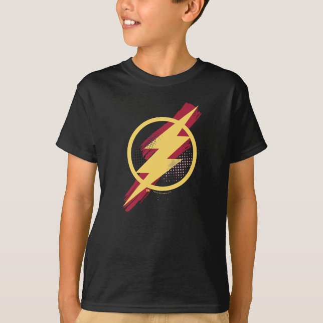 Justizielle Liga | Brush & Halftone Flash Symbol T-Shirt (Vorderseite)