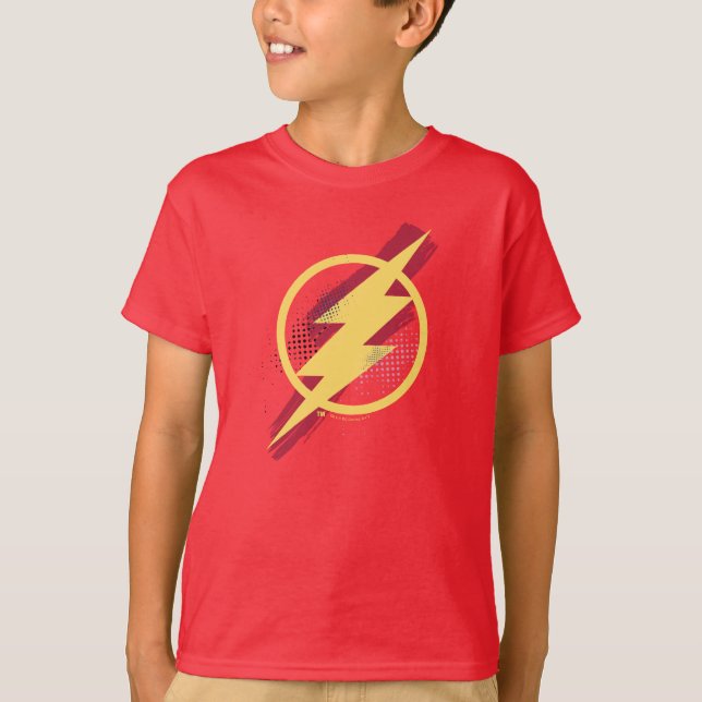 Justizielle Liga | Brush & Halftone Flash Symbol T-Shirt (Vorderseite)