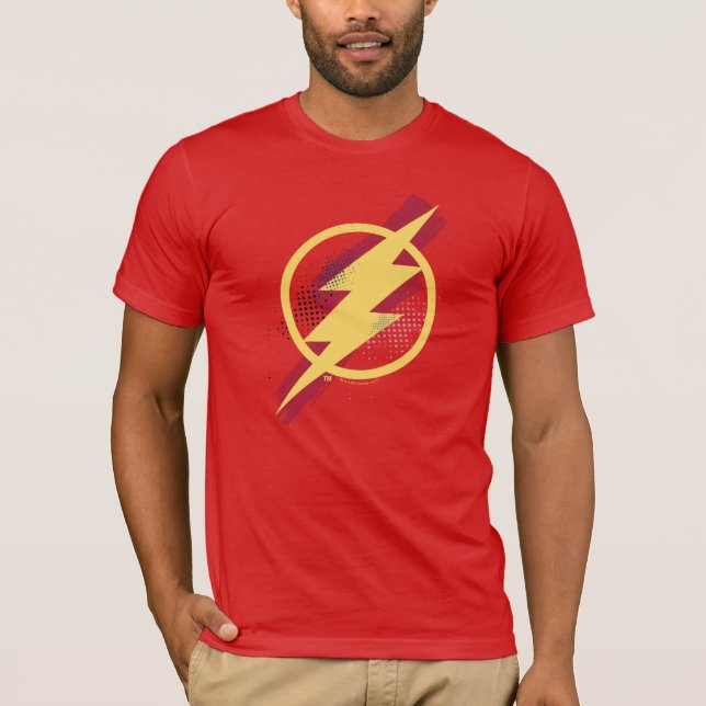 Justizielle Liga | Brush & Halftone Flash Symbol T-Shirt (Vorderseite)