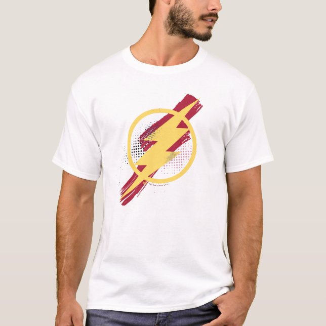 Justizielle Liga | Brush & Halftone Flash Symbol T-Shirt (Vorderseite)