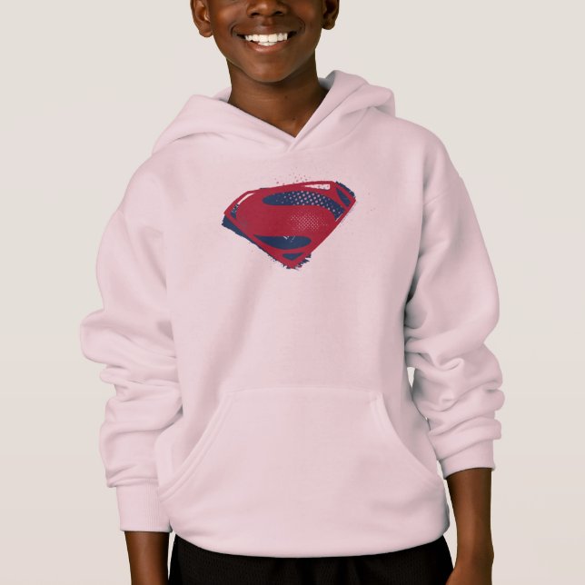 Justizielle Liga | Brush & Halftone Superman Symbo Hoodie (Vorderseite)