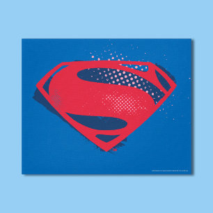 Justizielle Liga   Brush & Halftone Superman Symbo Leinwanddruck