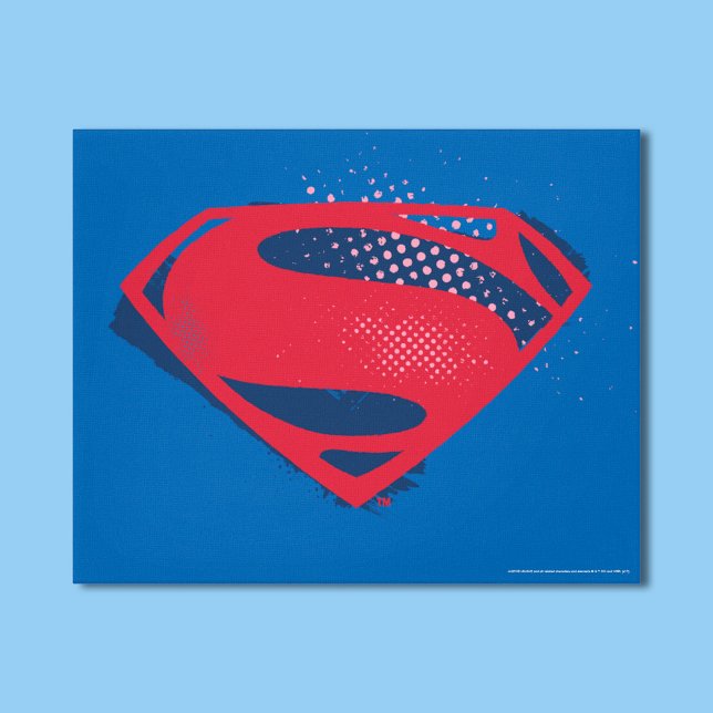 Justizielle Liga | Brush & Halftone Superman Symbo Leinwanddruck (Von Creator hochgeladen)