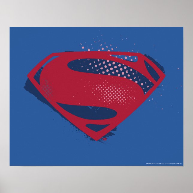 Justizielle Liga | Brush & Halftone Superman Symbo Poster (Vorne)