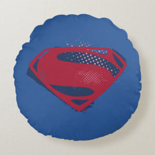 Justizielle Liga   Brush & Halftone Superman Symbo Rundes Kissen