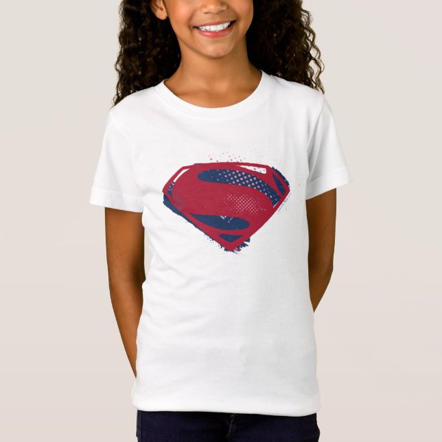 Justizielle Liga | Brush & Halftone Superman Symbo T-Shirt (Vorderseite)