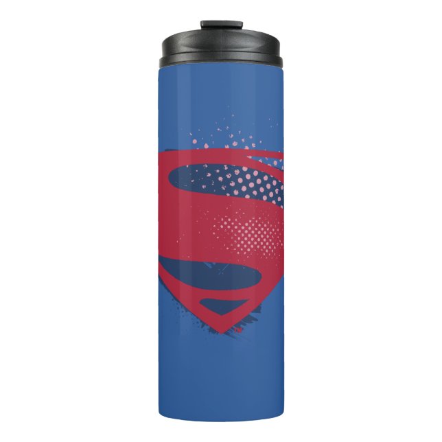 Justizielle Liga | Brush & Halftone Superman Symbo Thermosbecher (Vorderseite)