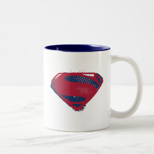 Justizielle Liga   Brush & Halftone Superman Symbo Zweifarbige Tasse