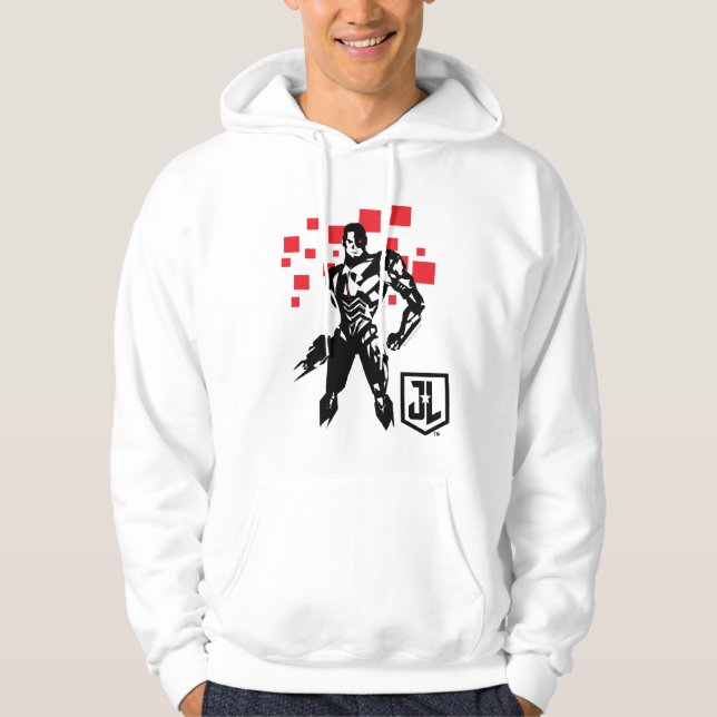 Justizielle Liga | Cyborg Digital Noir Pop Art Hoodie (Vorderseite)