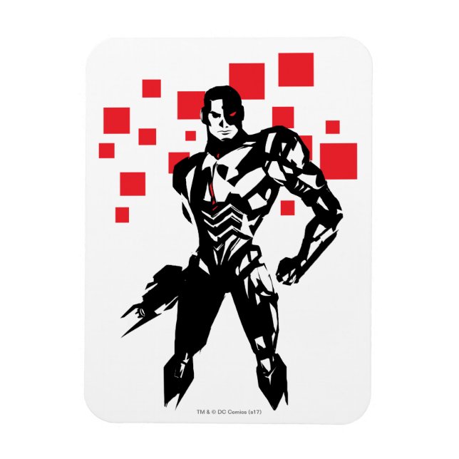 Justizielle Liga | Cyborg Digital Noir Pop Art Magnet (Vertikal)