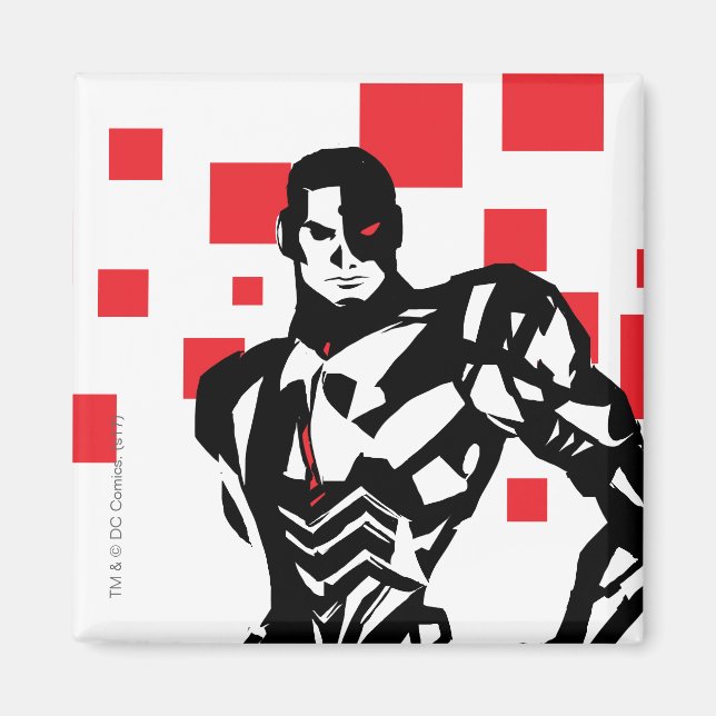 Justizielle Liga | Cyborg Digital Noir Pop Art Magnet (Vorne)