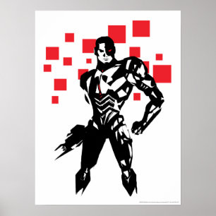 Justizielle Liga   Cyborg Digital Noir Pop Art Poster