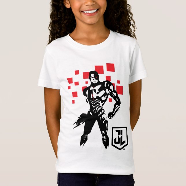 Justizielle Liga | Cyborg Digital Noir Pop Art T-Shirt (Vorderseite)