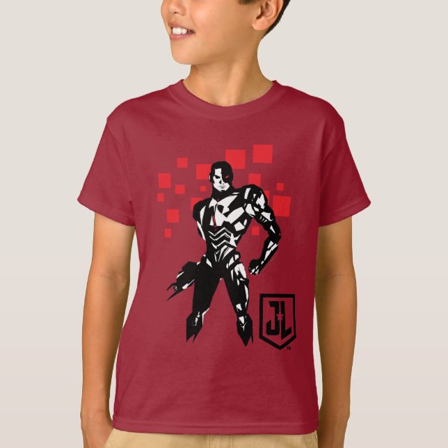 Justizielle Liga | Cyborg Digital Noir Pop Art T-Shirt (Vorderseite)