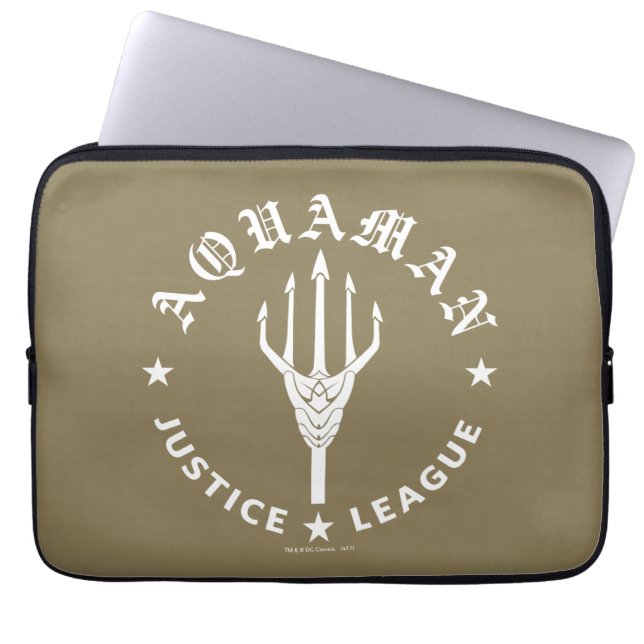 Justizielle Liga | Emblem Aquaman Retro Trident Laptopschutzhülle (Vorderseite)