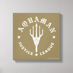 Justizielle Liga   Emblem Aquaman Retro Trident Leinwanddruck