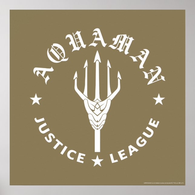 Justizielle Liga | Emblem Aquaman Retro Trident Poster (Vorne)