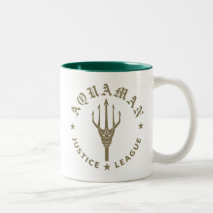 Justizielle Liga Emblem Aquaman Retro Trident Zweifarbige Tasse