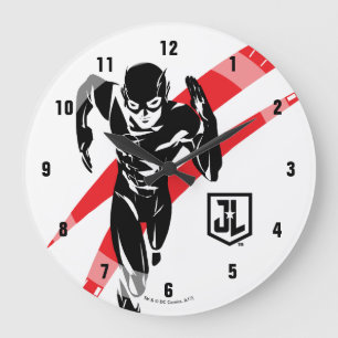 Justizielle Liga   Flash Running Noir Pop Art Große Wanduhr