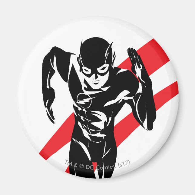 Justizielle Liga | Flash Running Noir Pop Art Magnet (Vorne)