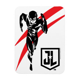 Justizielle Liga   Flash Running Noir Pop Art Magnet