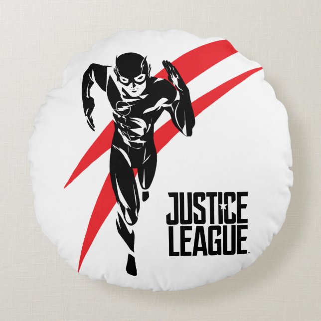 Justizielle Liga | Flash Running Noir Pop Art Rundes Kissen (Vorderseite)