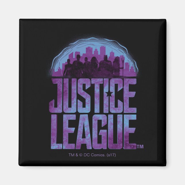 Justizielle Liga | Justizielle Silhouette Stadt Magnet (Vorne)