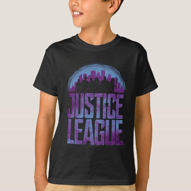 Justizielle Liga | Justizielle Silhouette Stadt T-Shirt (Vorderseite)