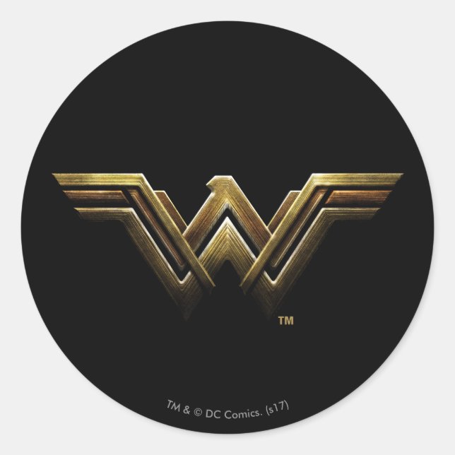 Justizielle Liga | Metallic Wonder Woman Symbol Runder Aufkleber (Vorderseite)