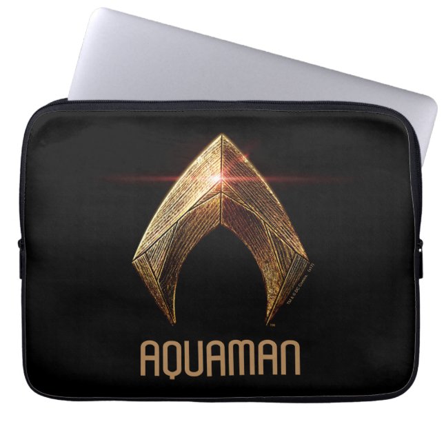 Justizielle Liga | Metallisches Aquaman-Symbol Laptopschutzhülle (Vorderseite)