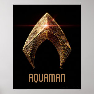 Justizielle Liga   Metallisches Aquaman-Symbol Poster