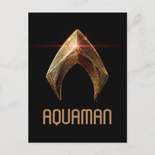 Justizielle Liga | Metallisches Aquaman-Symbol Postkarte (Vorderseite)