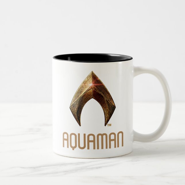 Justizielle Liga | Metallisches Aquaman-Symbol Zweifarbige Tasse (Rechts)
