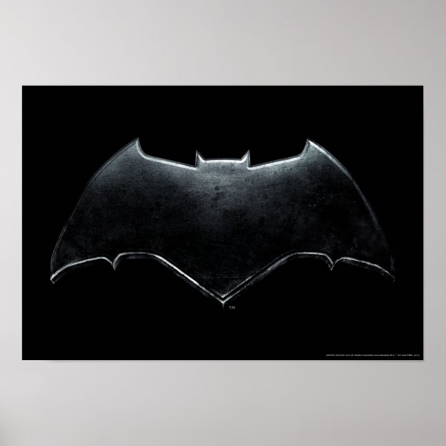 Justizielle Liga | Metallisches Batman-Symbol Poster (Vorne)