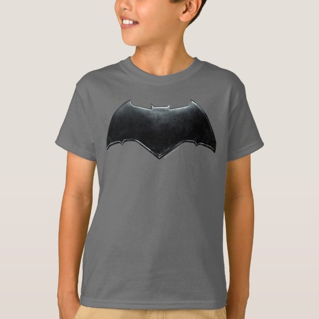 Justizielle Liga | Metallisches Batman-Symbol T-Shirt (Vorderseite)
