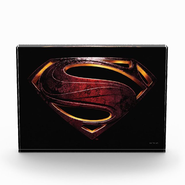 Justizielle Liga | Metallisches Superman-Symbol Fotoblock (Vorderseite)