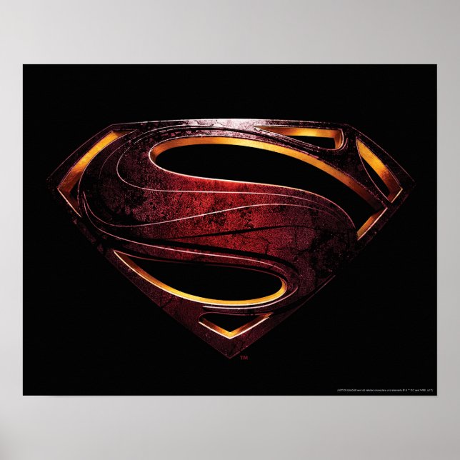Justizielle Liga | Metallisches Superman-Symbol Poster (Vorne)