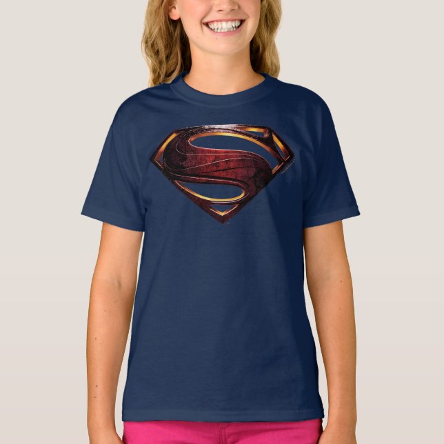 Justizielle Liga | Metallisches Superman-Symbol T-Shirt (Vorderseite)