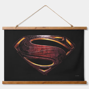 Justizielle Liga Metallisches Superman-Symbol Wandteppich Mit Holzrahmen