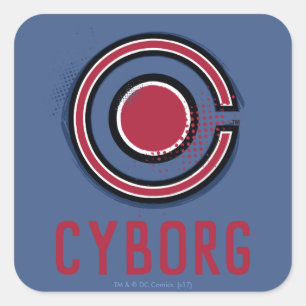 Justizielle Liga   Pinsel und Halftone Cyborg - Sy Quadratischer Aufkleber