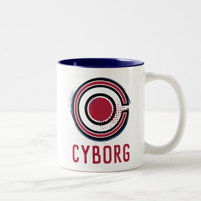 Justizielle Liga | Pinsel und Halftone Cyborg - Sy Zweifarbige Tasse (Rechts)
