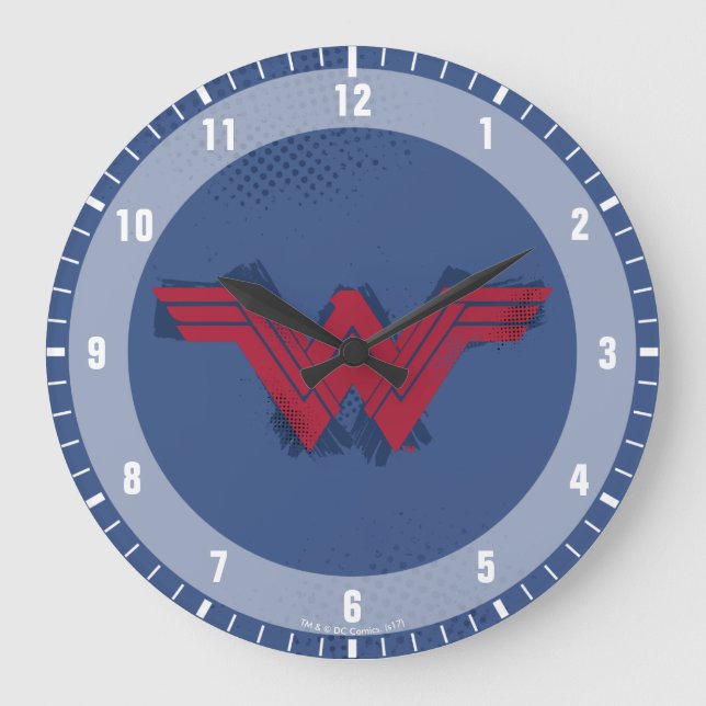 Justizielle Liga | Pinsel Wonder Woman Symbol Große Wanduhr (Vorderseite)