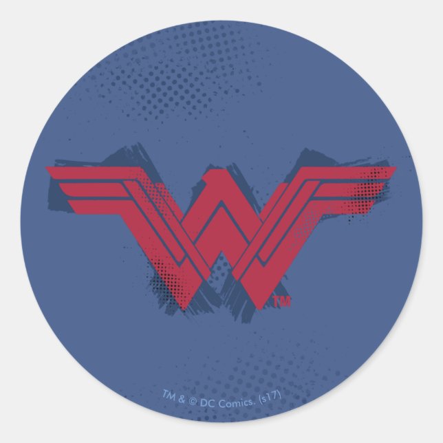 Justizielle Liga | Pinsel Wonder Woman Symbol Runder Aufkleber (Vorderseite)