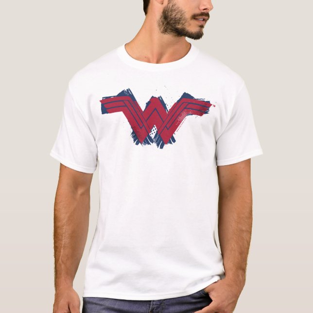 Justizielle Liga | Pinsel Wonder Woman Symbol T-Shirt (Vorderseite)