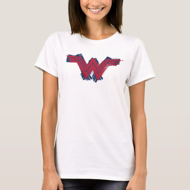 Justizielle Liga | Pinsel Wonder Woman Symbol T-Shirt (Vorderseite)